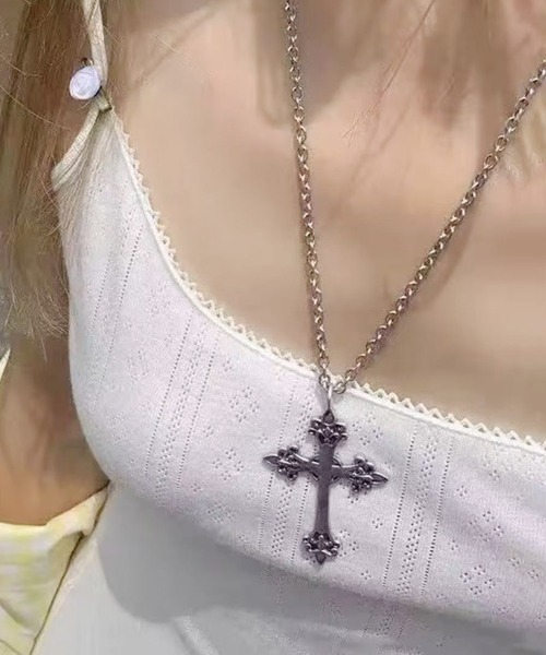 シルバー クロスモチーフ ネックレス 約3.5cm ポーチ付き 61fJJkQmvoL._AC_SY350_QL65_.jpg