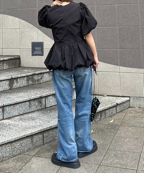 mi via loca（ミヴィアロカ）の「バルーンペプラムトップス（シャツ/ブラウス・レディース・ブラック/ピンク/ホワイト・FREE）」の19枚目の写真