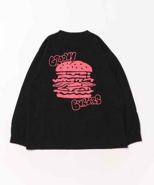 GROOVY COLORS（グルービーカラーズ）の「GROOVY BURGERS Long Sleeve Tee（Tシャツ/カットソー・キッズ・ブラック/ホワイト・145/135）」の3枚目の写真