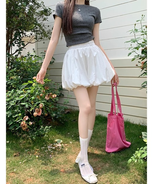 Lace Ladies(レースレディース)の「ソリッドカラー バルーン キュロット ミニ スカート(スカート・レディース・ブラック/ホワイト・FREE)」の10枚目の写真