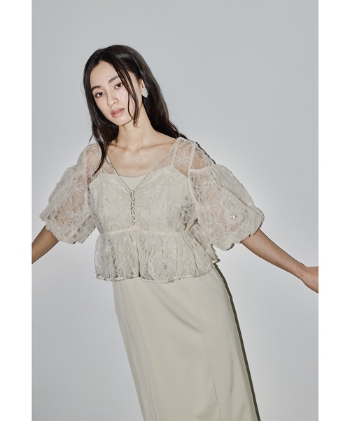 niana(ニアナ)の「フラッフィーフラワーセットドレス 2点セット ブラウス キャミワンピース パーティードレス オケージョンドレス 結婚式 二次会 同窓会 成人式 お呼ばれ(ドレス・レディース・グレー/ブラック/ベージュ/ベージュ×ブラック・M)」の17枚目の写真