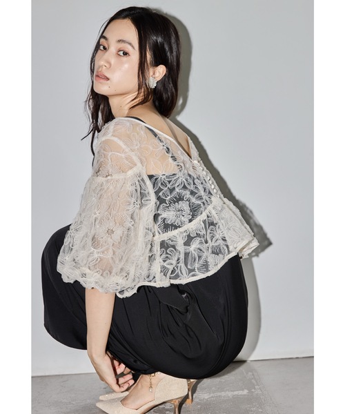 niana(ニアナ)の「フラッフィーフラワーセットドレス 2点セット ブラウス キャミワンピース パーティードレス オケージョンドレス 結婚式 二次会 同窓会 成人式 お呼ばれ(ドレス・レディース・グレー/ブラック/ベージュ/ベージュ×ブラック・M)」の10枚目の写真