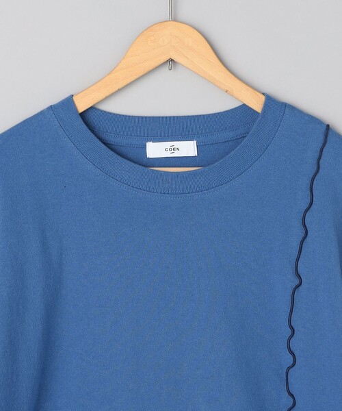 coen(コーエン)の「配色メローデザインTシャツ(Tシャツ/カットソー・レディース・ダークグレー/コバルトブルー/オフホワイト/クリーム・M/L)」の19枚目の写真