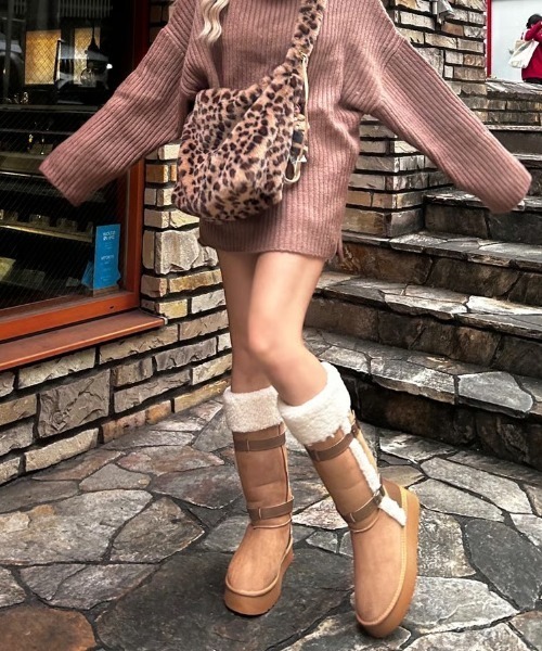 ipugo(イプゴ)の「ipugo ロング丈ムートンブーツ 冬服(ブーツ・レディース・ベージュ・25.0cm/24.0cm/23.0cm)」の11枚目の写真