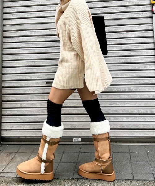 ipugo(イプゴ)の「ipugo ロング丈ムートンブーツ 冬服(ブーツ・レディース・ベージュ・25.0cm/24.0cm/23.0cm)」の13枚目の写真