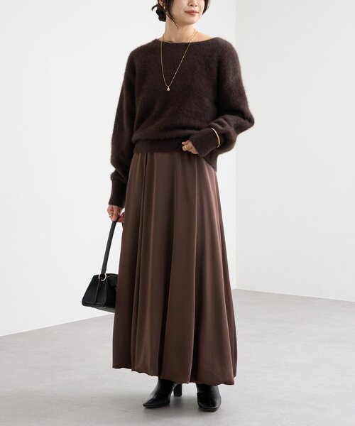 RIVE DROITE（リヴドロワ）の「【美シルエット】サテンバルーンスカート（スカート・レディース・ブラウン/オフホワイト・38/36）」の14枚目の写真