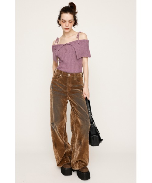 ニット セーター OFFSHOULDER RIB HG TOPS オフショルダー リブ ハイゲージ トップス 夏服 秋服 半袖 レディース OFFSHOULDER RIB HG TOPS オフショルダー リブ ハイゲージ