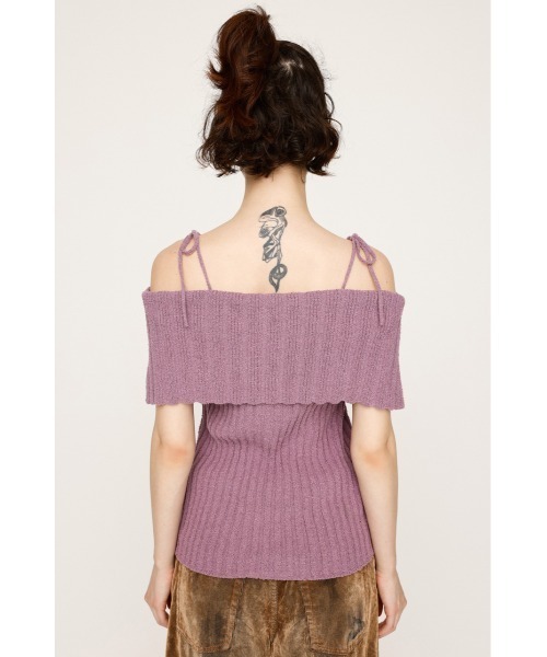 ニット セーター OFFSHOULDER RIB HG TOPS オフショルダー リブ ハイゲージ トップス 夏服 秋服 半袖 レディース OFFSHOULDER RIB HG TOPS オフショルダー リブ ハイゲージ