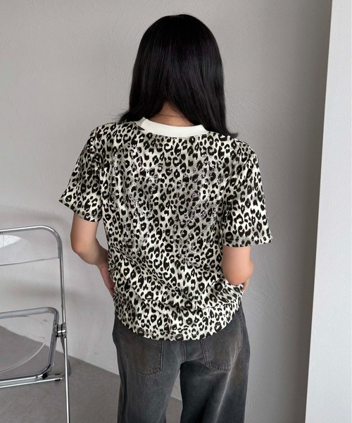 セール】ラインストーンレオパードTEE（Tシャツ/カットソー）｜sedacle