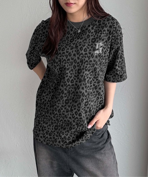 セール】ラインストーンレオパードTEE（Tシャツ/カットソー