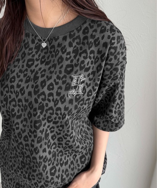 sedacle(セダクル)の「ラインストーンレオパードTEE(Tシャツ/カットソー・レディース・アイボリー/チャコールグレー/ブラウン・SMALL/MEDIUM/LARGE)」の10枚目の写真