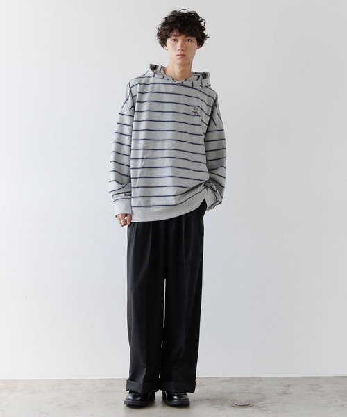 PBLIM（ページボーイリム）の「《UNISEX》スーパールーズボーダーパーカー（パーカー・レディース・グレー/チャコールグレー・FREE）」の4枚目の写真