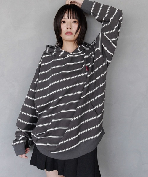 PBLIM（ページボーイリム）の「《UNISEX》スーパールーズボーダーパーカー（パーカー・レディース・グレー/チャコールグレー・FREE）」の8枚目の写真
