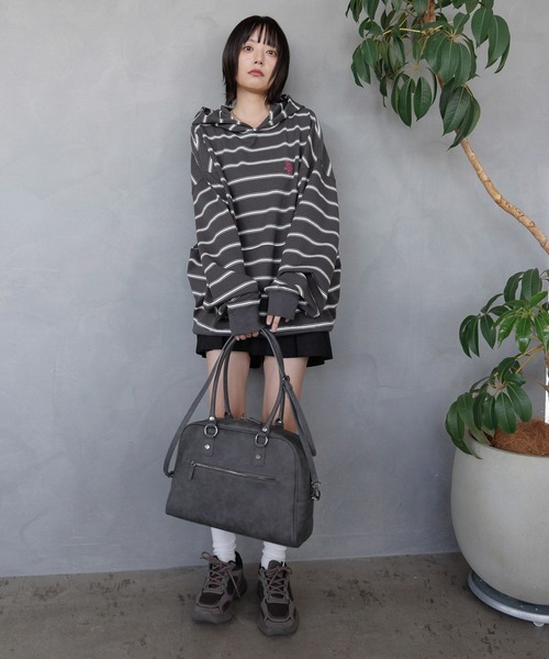 PBLIM（ページボーイリム）の「《UNISEX》スーパールーズボーダーパーカー（パーカー・レディース・グレー/チャコールグレー・FREE）」の9枚目の写真