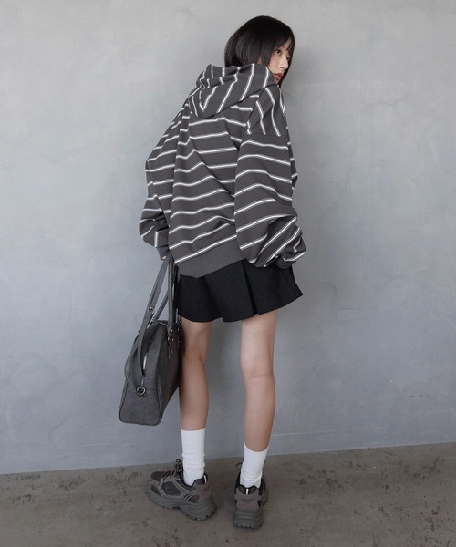 PBLIM（ページボーイリム）の「《UNISEX》スーパールーズボーダーパーカー（パーカー・レディース・グレー/チャコールグレー・FREE）」の11枚目の写真