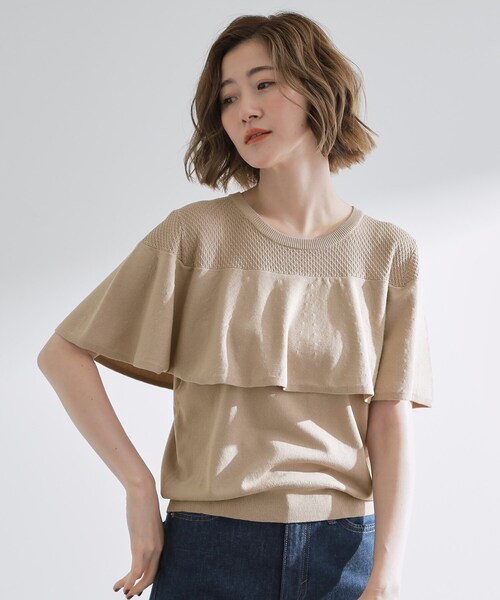 grove(グローブ)の「涼しくて華やか1枚で差の付く ケープフリルニット(ニット/セーター・レディース・ブルー系その他/ライトグレー/ブラック・02/03/01/04/05)」の10枚目の写真