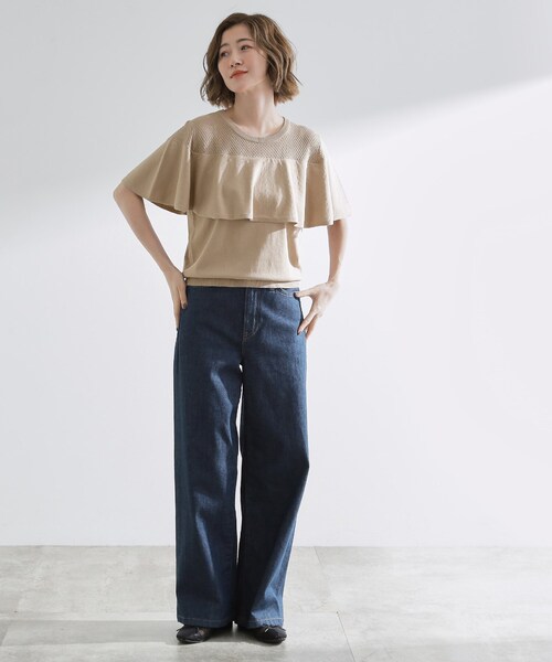 grove(グローブ)の「涼しくて華やか1枚で差の付く ケープフリルニット(ニット/セーター・レディース・ブルー系その他/ライトグレー/ブラック・02/03/01/04/05)」の12枚目の写真