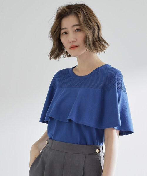 grove(グローブ)の「涼しくて華やか1枚で差の付く ケープフリルニット(ニット/セーター・レディース・ブルー系その他/ライトグレー/ブラック・02/03/01/04/05)」の18枚目の写真