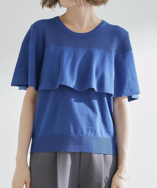 grove(グローブ)の「涼しくて華やか1枚で差の付く ケープフリルニット(ニット/セーター・レディース・ブルー系その他/ライトグレー/ブラック・02/03/01/04/05)」の4枚目の写真