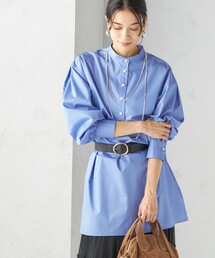 〈手洗い可能〉ソリッド バックタック チュニック シャツ