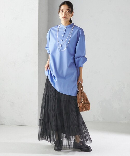 SHIPS(シップス)の「〈手洗い可能〉ソリッド バックタック チュニック シャツ(シャツ/ブラウス・レディース・スカイブルー・ONE SIZE)」の8枚目の写真