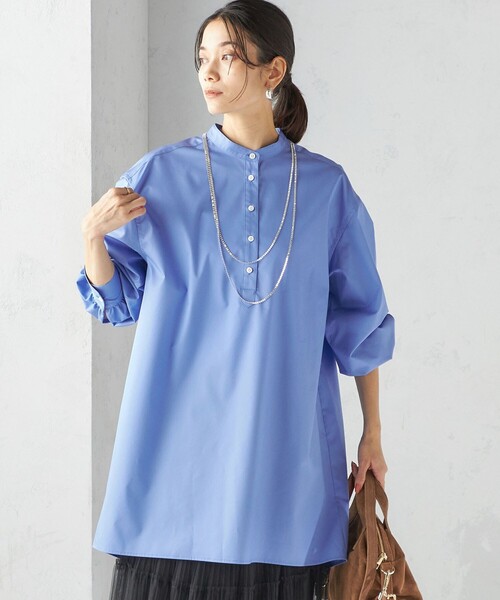 SHIPS(シップス)の「〈手洗い可能〉ソリッド バックタック チュニック シャツ(シャツ/ブラウス・レディース・スカイブルー・ONE SIZE)」の9枚目の写真
