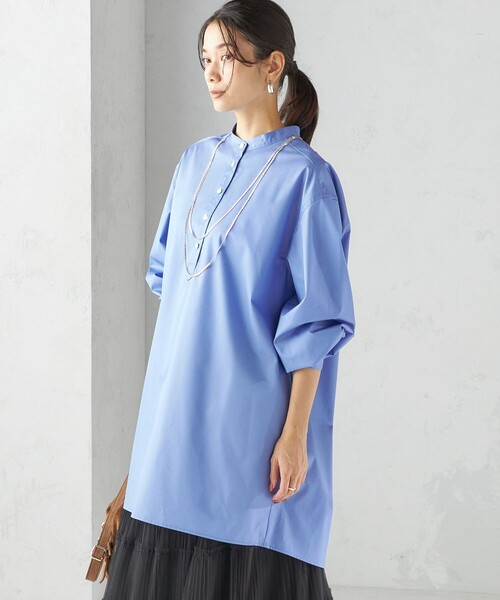 SHIPS(シップス)の「〈手洗い可能〉ソリッド バックタック チュニック シャツ(シャツ/ブラウス・レディース・スカイブルー・ONE SIZE)」の11枚目の写真