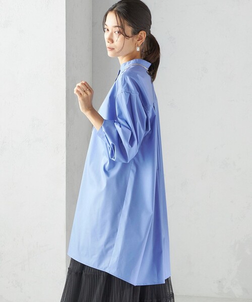 SHIPS(シップス)の「〈手洗い可能〉ソリッド バックタック チュニック シャツ(シャツ/ブラウス・レディース・スカイブルー・ONE SIZE)」の12枚目の写真