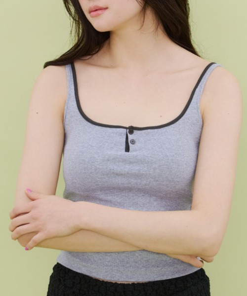 bita.（ビタ）の「配色パイピング カップインタンク（Tシャツ/カットソー・レディース・ネイビー/ブラック/グレー・FREE）」の2枚目の写真