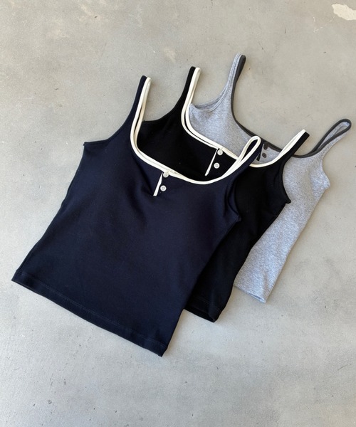 bita.（ビタ）の「配色パイピング カップインタンク（Tシャツ/カットソー・レディース・ネイビー/ブラック/グレー・FREE）」の4枚目の写真