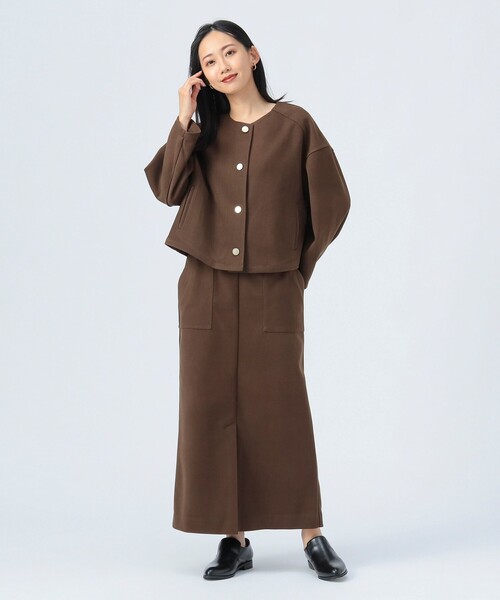 BEAMS HEART（ビームスハート）の「カット ツイル ノーカラー ジャケット（ノーカラージャケット・レディース・ネイビー/ブラウン/ライトグレー・FREE）」の10枚目の写真