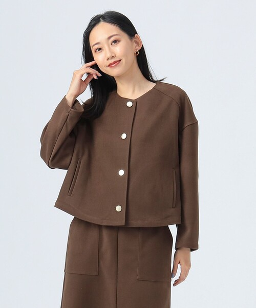 BEAMS HEART（ビームスハート）の「カット ツイル ノーカラー ジャケット（ノーカラージャケット・レディース・ネイビー/ブラウン/ライトグレー・FREE）」の11枚目の写真