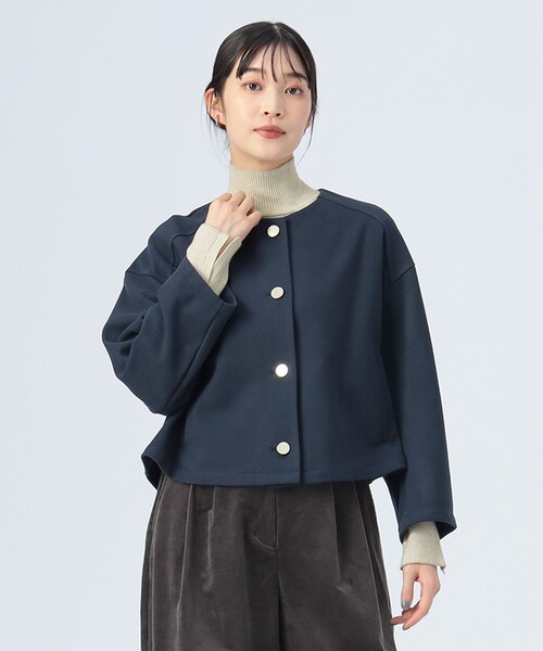 BEAMS HEART（ビームスハート）の「カット ツイル ノーカラー ジャケット（ノーカラージャケット・レディース・ネイビー/ブラウン/ライトグレー・FREE）」の15枚目の写真