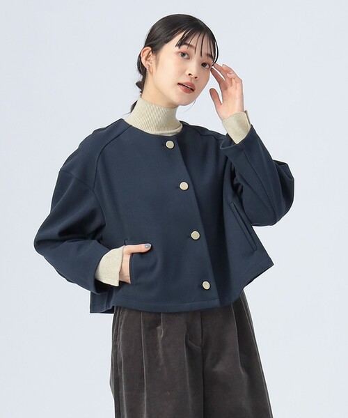 BEAMS HEART（ビームスハート）の「カット ツイル ノーカラー ジャケット（ノーカラージャケット・レディース・ネイビー/ブラウン/ライトグレー・FREE）」の16枚目の写真