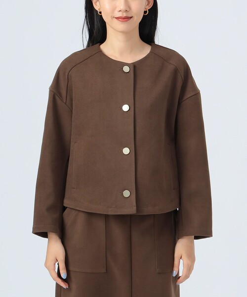 BEAMS HEART（ビームスハート）の「カット ツイル ノーカラー ジャケット（ノーカラージャケット・レディース・ネイビー/ブラウン/ライトグレー・FREE）」の18枚目の写真