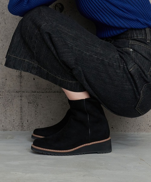 セール】【レイン・スノー対応】ウエッジヒールショートブーツ（ブーツ