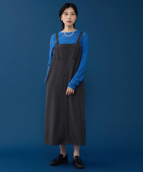 THE SHOP TK (ザ ショップ ティーケー )の「ナローストラップジャンスカ(ワンピース・レディース・ブラウン系その他/スミクロ・12/13)」の2枚目の写真