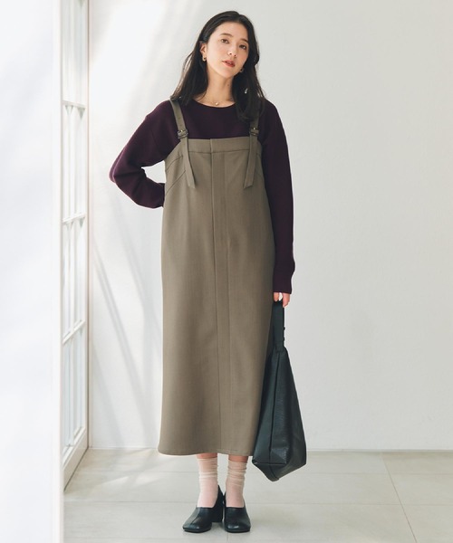 THE SHOP TK (ザ ショップ ティーケー )の「ナローストラップジャンスカ(ワンピース・レディース・ブラウン系その他/スミクロ・12/13)」の1枚目の写真