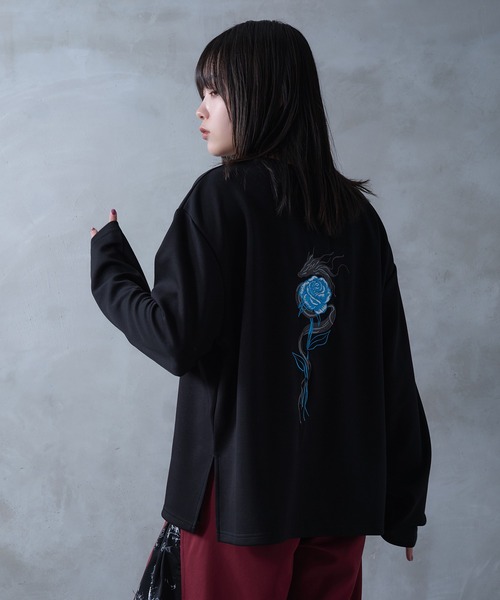 Ellno Loset（エルノロゼット）の「ドラゴンローズ刺繍ロンT（Tシャツ/カットソー・メンズ・オフホワイト/ブラック・SMALL/MEDIUM/LARGE）」の7枚目の写真