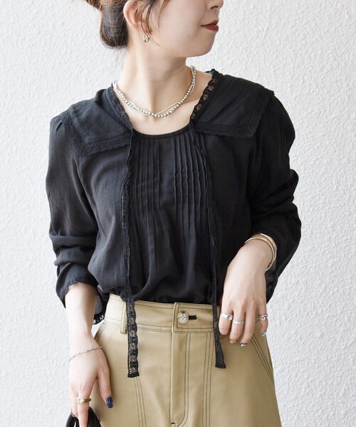 セール】SHIPS any:〈洗濯機可能〉コットン モス セーラー カラー