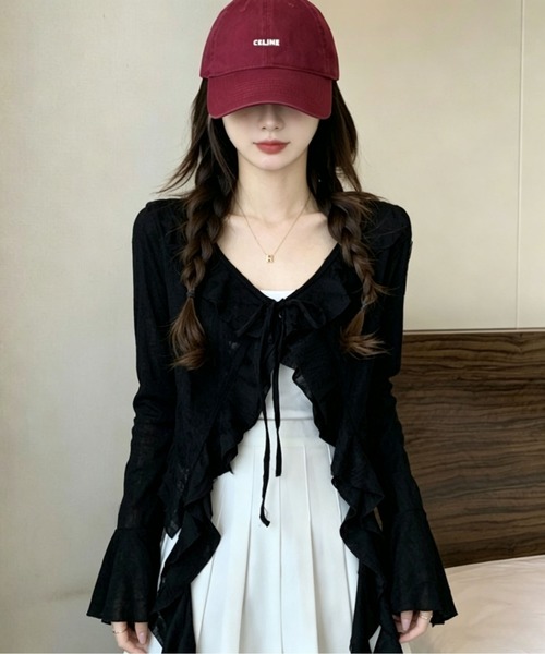 gossip！ロサンゼルス（ゴシップロサンゼルス）の「ダメージ加工 ベルスリーブシアーカーディガン（カーディガン/ボレロ・レディース・ブラック/グレー/オフホワイト・L/S/M）」の16枚目の写真