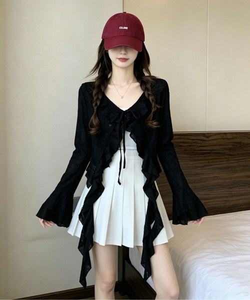 gossip！ロサンゼルス（ゴシップロサンゼルス）の「ダメージ加工 ベルスリーブシアーカーディガン（カーディガン/ボレロ・レディース・ブラック/グレー/オフホワイト・L/S/M）」の18枚目の写真