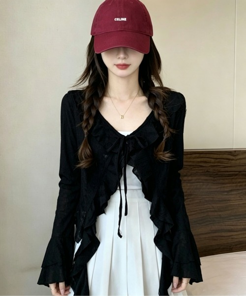 gossip！ロサンゼルス（ゴシップロサンゼルス）の「ダメージ加工 ベルスリーブシアーカーディガン（カーディガン/ボレロ・レディース・ブラック/グレー/オフホワイト・L/S/M）」の20枚目の写真