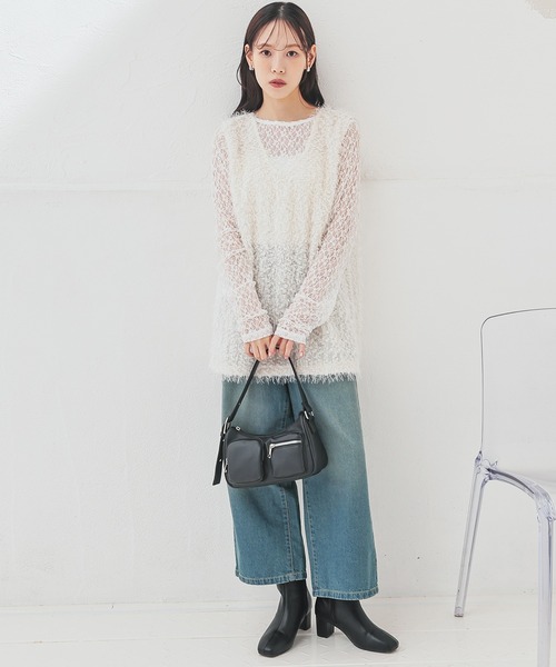 Honeys（ハニーズ）の「フェザーベスト（ベスト・レディース・アイボリー/チャコール/グレー/ブラック・S/M/L）」の6枚目の写真