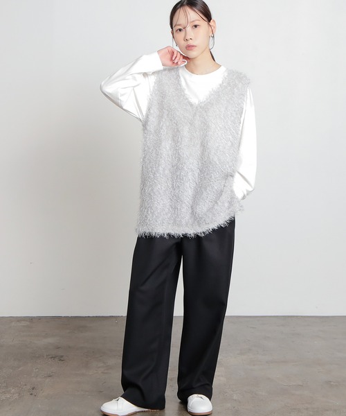 Honeys（ハニーズ）の「フェザーベスト（ベスト・レディース・アイボリー/チャコール/グレー/ブラック・S/M/L）」の13枚目の写真