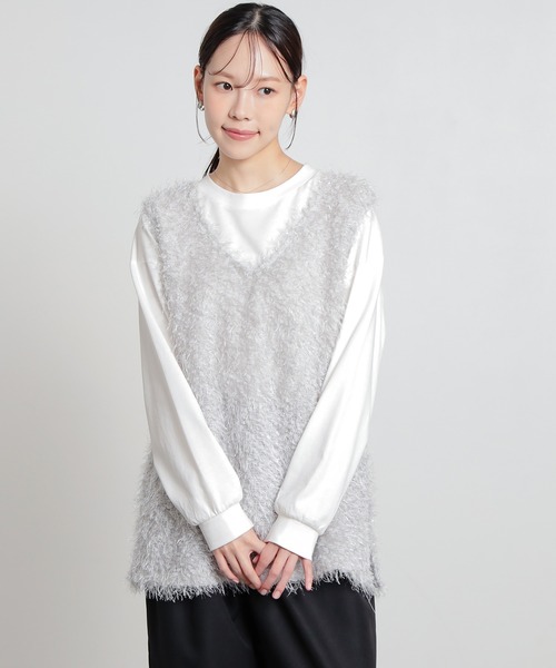 Honeys（ハニーズ）の「フェザーベスト（ベスト・レディース・アイボリー/チャコール/グレー/ブラック・S/M/L）」の15枚目の写真