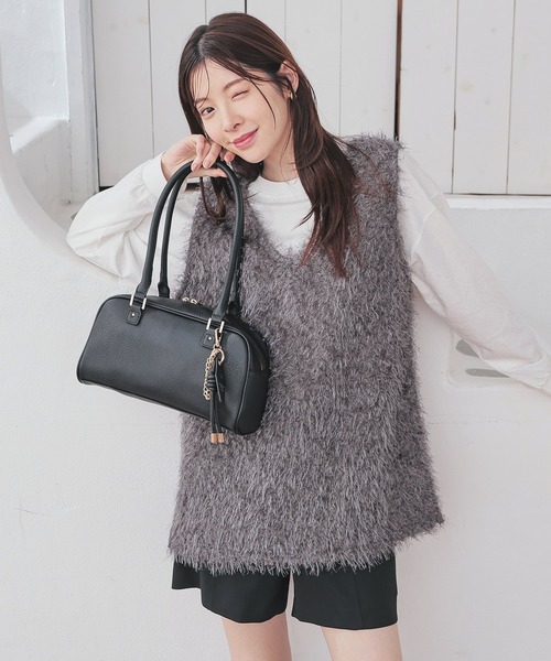 Honeys（ハニーズ）の「フェザーベスト（ベスト・レディース・アイボリー/チャコール/グレー/ブラック・S/M/L）」の21枚目の写真