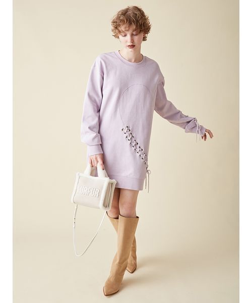 ファーファー FURFUR ハートレースアップスウェットワンピース ハートレースアップスウェットワンピース（ワンピース）｜FURFUR