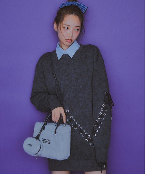 ハートレースアップスウェットワンピース（ワンピース）｜FURFUR