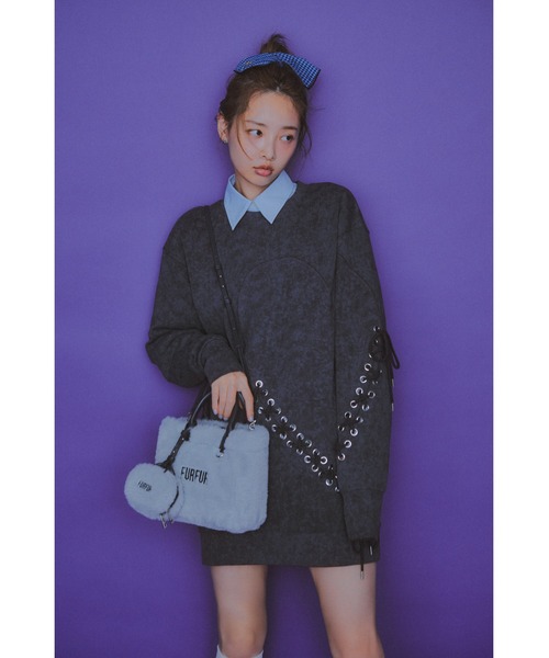 ハートレースアップスウェットワンピース（ワンピース）｜FURFUR